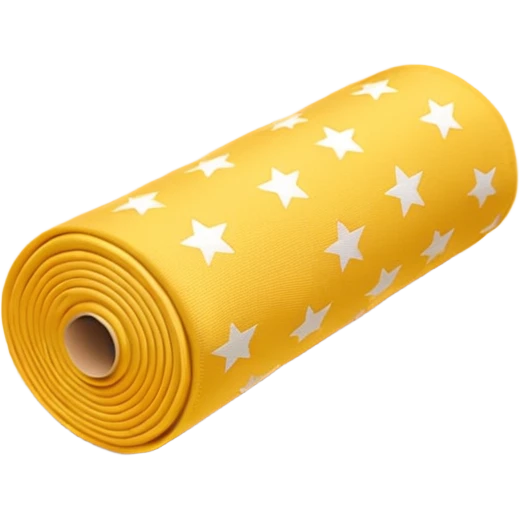 yellow roll of fabric with star pattern, smart fabric, high-tech textile emoji