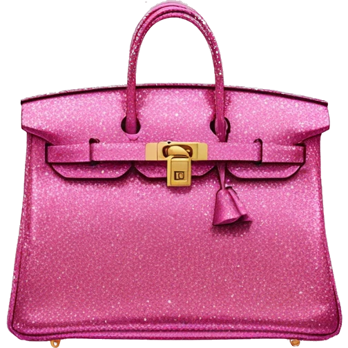 pink Hermes birkin bag glitter emoji
