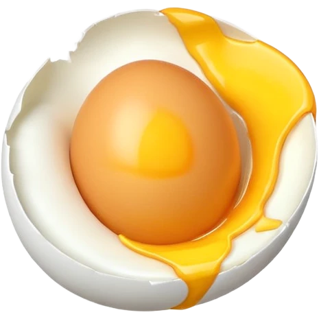 egg object icon, cracked egg with yolk, 3D cartoon, mobile game icon style, clean background, no text, no watermark
 emoji