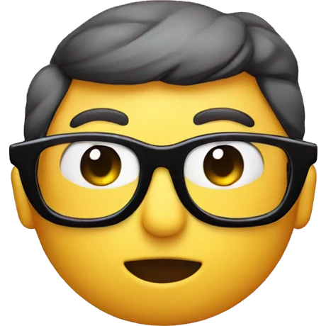 Pink round emoji smiley with black nerd glasses and bow on top of head  emoji