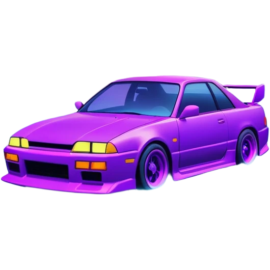 purple japanese car drifting under neon lights, foggy lakeside night, vaporwave colors, long exposure streaks, melancholic wavephonk vibe emoji