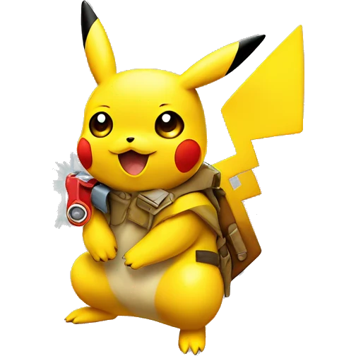 Pikachu with dollar launcher toy emoji