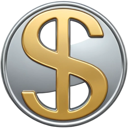A double dollar sign emoji made of polished silver chrome, smooth metallic surface, glossy reflections, luxury swag vibe, minimal iOS emoji style, centered on white background emoji