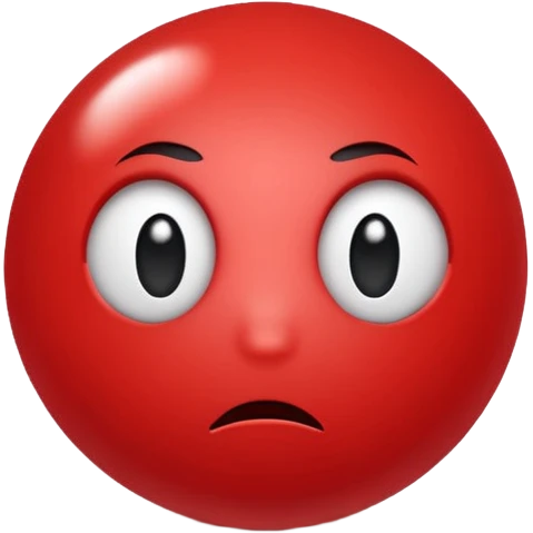 Little red ball with sad face with text: pallina emoji