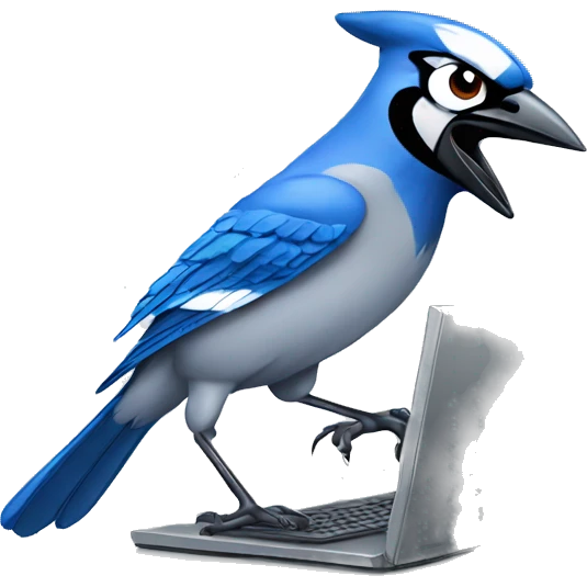 blue jay getting angry at a computer emoji