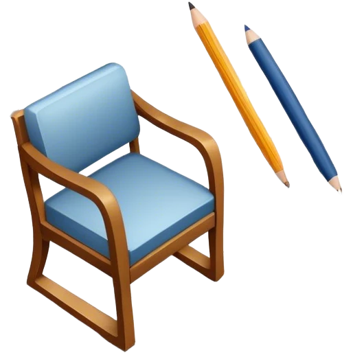 Icon for Furniture Design: a design process showing a sketch of a furniture piece, tools like a ruler and pencil, fabric swatches, and a 3D model of the piece being developed. The icon should represent the stages of furniture design and craftsmanship. Transparent background. emoji