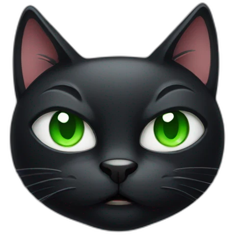angry black cat with squinted green eyes emoji
