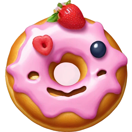 Donut with babypink glazed and fruit emoji