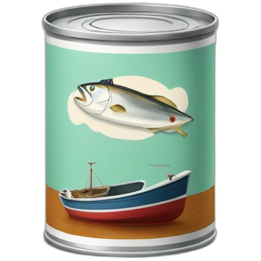 small can of tuna with an old boat emoji