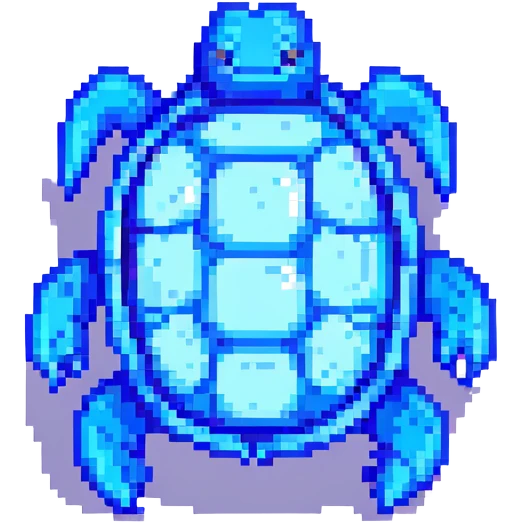 blue water-type turtle creature in the style of early Pokémon pixel art games emoji