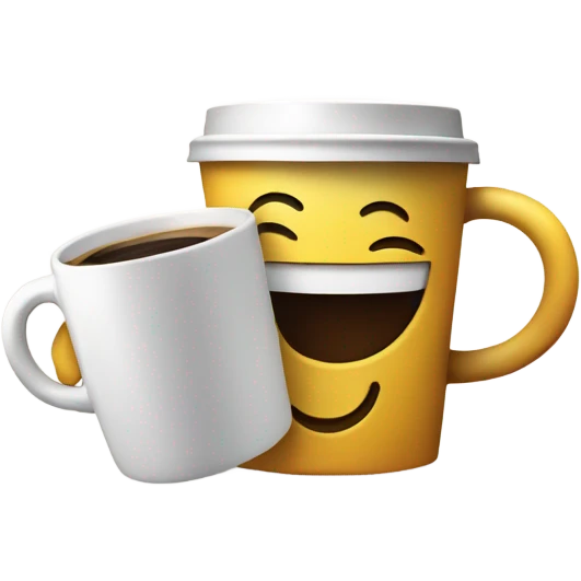 smiley face with coffee in one hand and a book in  emoji