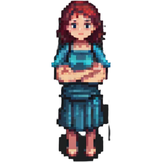 a woman crossing her arms, pixel art style emoji