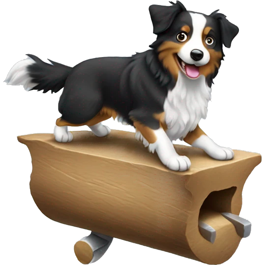 Anvil with Australian shepherd jumping over emoji