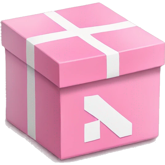 Pink box with white checkmark emoji