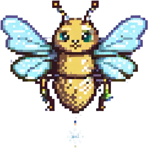 a bee with pixie dust, pixel art style emoji