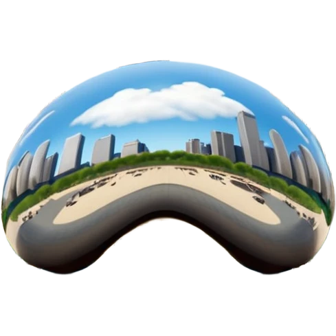 cinematic realistic emoji of Chicago with wide city view featuring iconic landmarks Willis Tower John Hancock Center Navy Pier Cloud Gate Bean lifelike detail accurate colors bright daytime lighting no sky no clouds transparent background emoji
