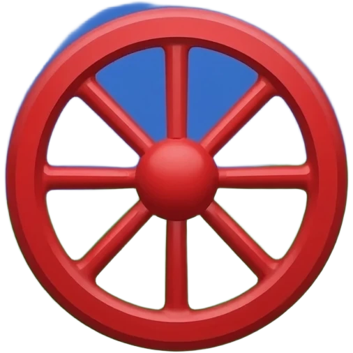 Флаг верхняя половина синяя нижняя половина зеленая а в центре красное колесо на весь флаг emoji