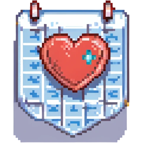 calendar with a heart and shield for life insurance emoji