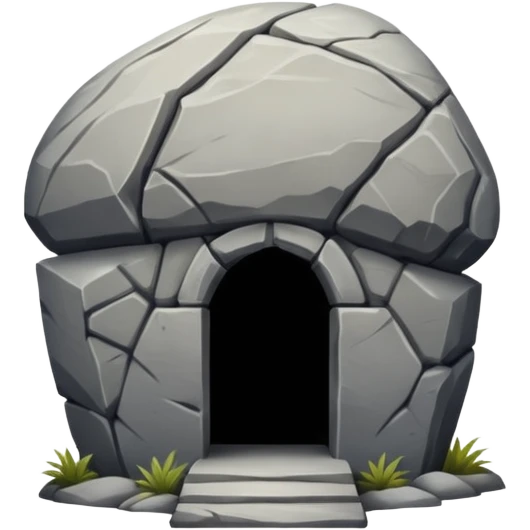 A boulder sealing the entrance to a tomb emoji