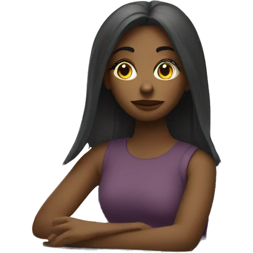 girl sits at the computer and thinks about money emoji