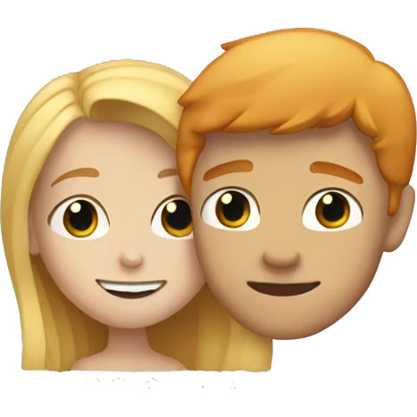 Blonde Girl and ginger boy hugging  emoji
