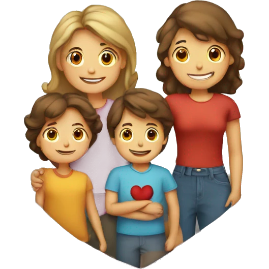 Heart and mom and dad and kids emoji