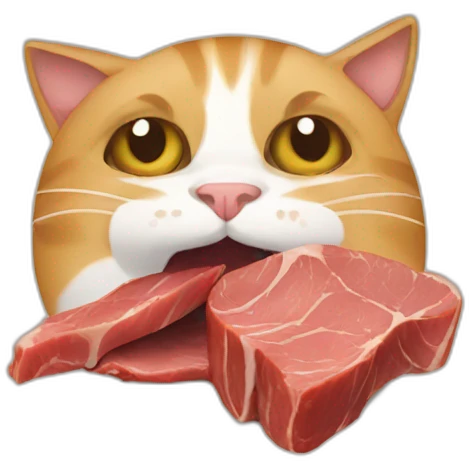 Cat eating meat emoji