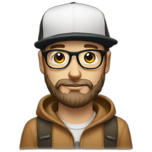 White Hipster with a cap and black bear emoji