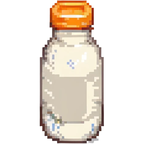 pixel art baby bottle containing milk with orange lid emoji