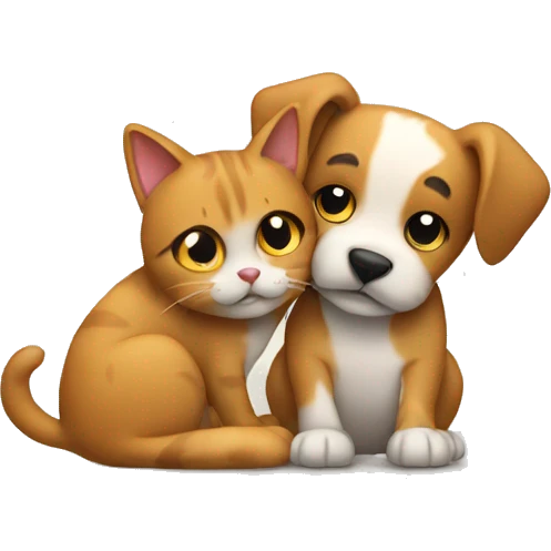 Cat hugging a dog emoji