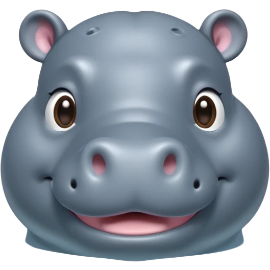 A 3D cartoon hippopotamus half-submerged in water, smiling gently, soft lighting, rounded body and glossy texture, cute Memoji-style look. emoji