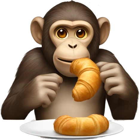 A monkey eating a croissant emoji