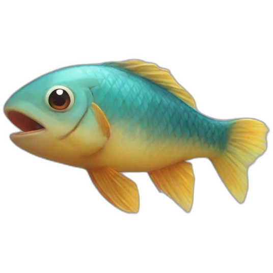 Fish running after a monkey emoji