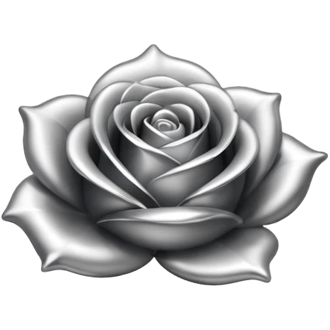 A rose emoji made of liquid silver metal minimalistic iOS emoji style, centered, emoji