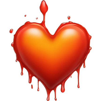 bleeding red heart shape glowing red-orange emoji