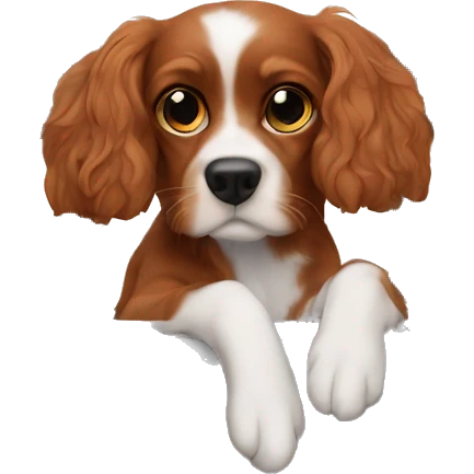 dog gazing through window Ruby coloured cavalier emoji