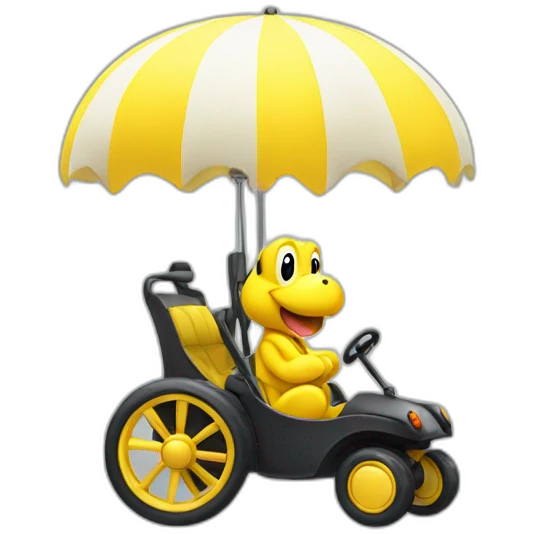 Yellow yoshi driving a buggy emoji