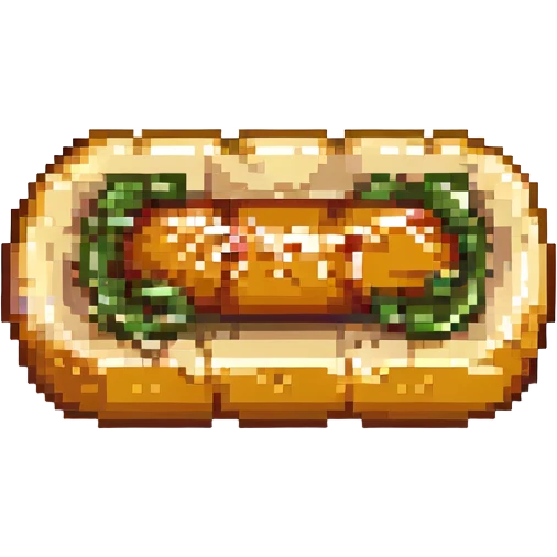 pixel art of a chipa with a suggestive sausage shape, comedic and not explicit emoji