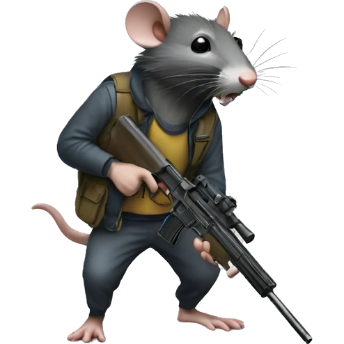 sneaky rat with gun emoji