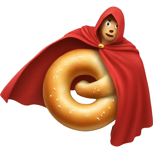 flying bagel wearing a red cape emoji