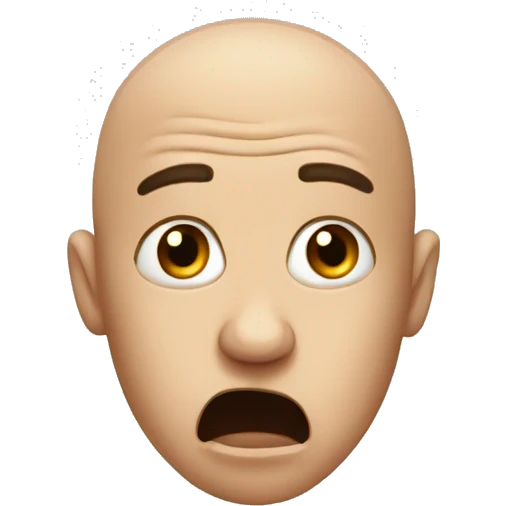 terrified, regreting, bald emoji