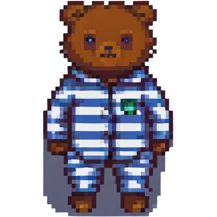 bear in striped pajamas pixel art emoji