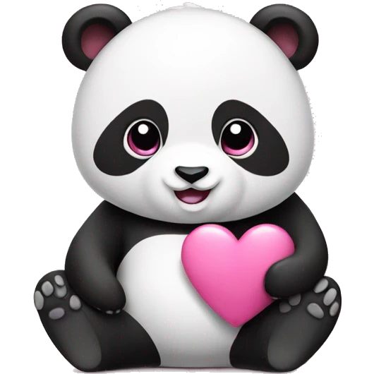 Panda holding pink heart  emoji