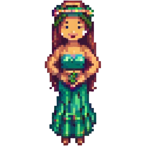 hula dancer, retro and blocky pixel art emoji