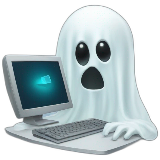 Ghost with a computer emoji