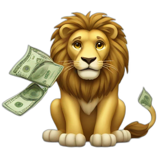 Lion with money emoji