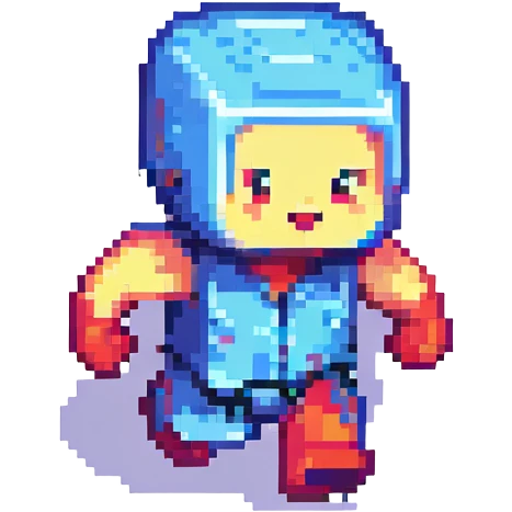 Minecraft-style baby character running quickly, pixel art style, blocky and vibrant, with motion lines to show speed emoji