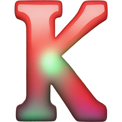 the letter (k) in red color with green aura on black background emoji
