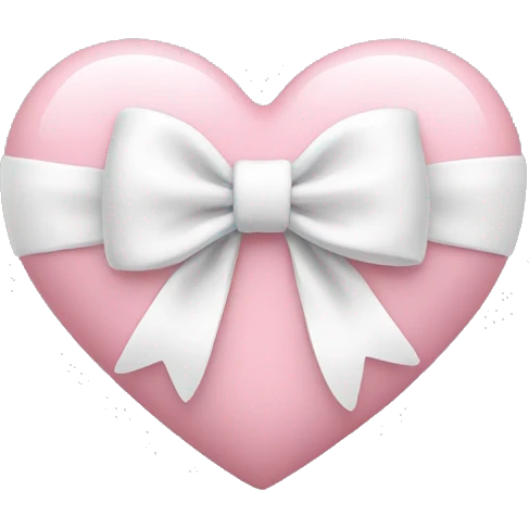 Pastel pink heart with white bow emoji