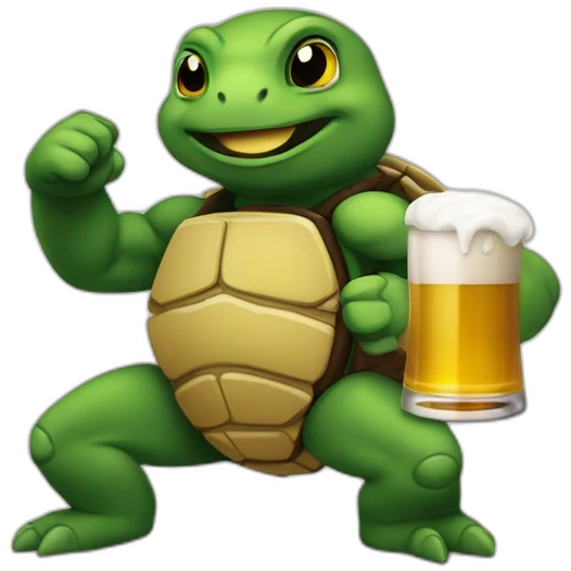 Tortue ninjas qui boit une bière emoji